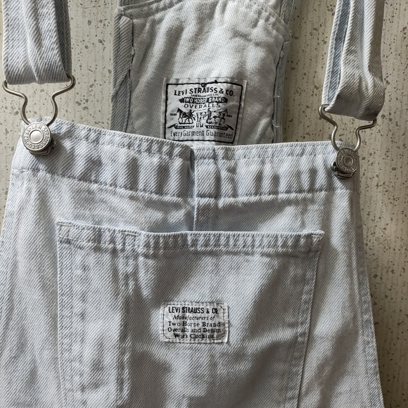 Levi's Denim Overalls Medium Light Wash Denim Two Horse Brand Clean - Picture 2 of 16